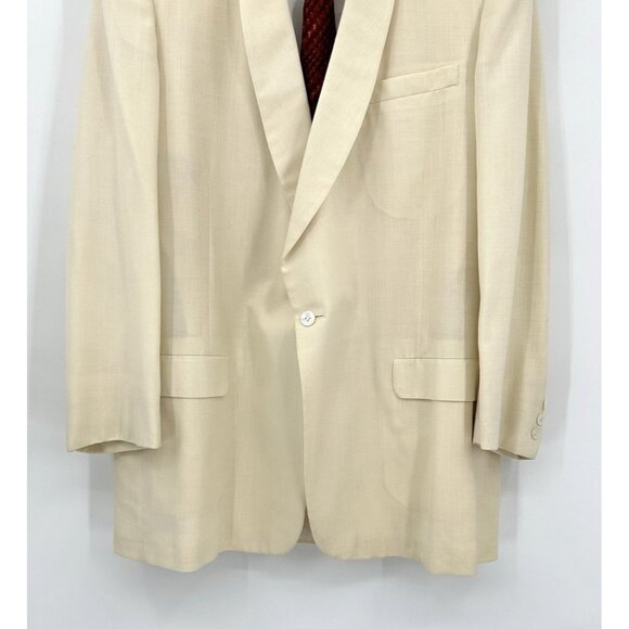 vintage 60s HART SCHAFFNER MARX dinner jacket blazer wool polyester ivory 42L - Picture 3 of 11